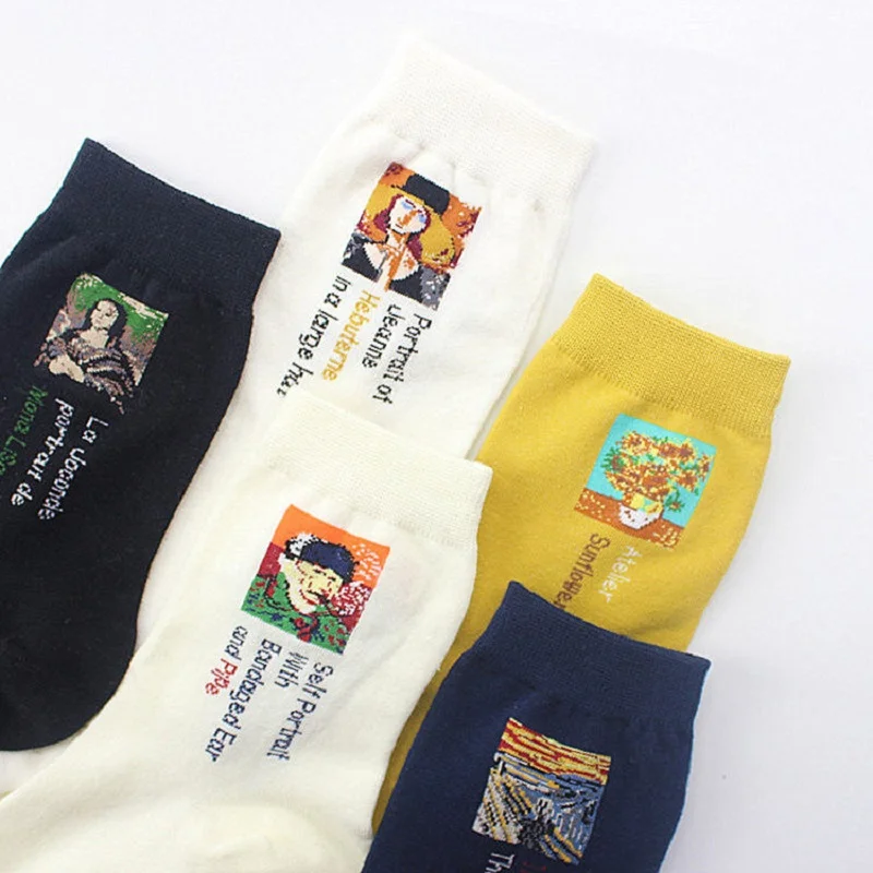 The new oil painting socks the world famous painting Mona Lisa socks cotton European and American tide socks
The new oil painting socks the world famous painting Mona Lisa socks cotton European and American tide socks