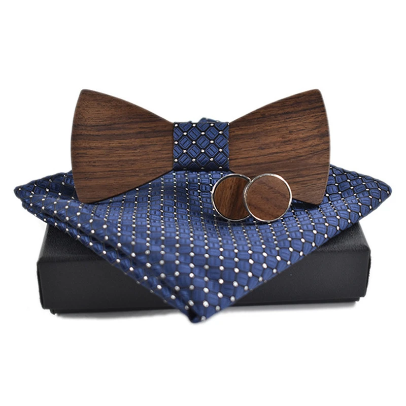 dropshipping wooden bowtie set kerchief formal wedding black walnut wood bow tie and cufflink with box
dropshipping wooden bowtie set kerchief formal wedding black walnut wood bow tie and cufflink with box