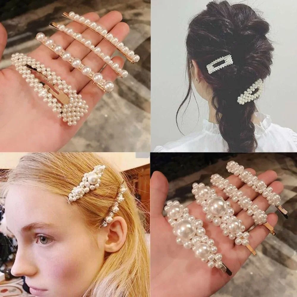 1PC Korean Fashion Pearl Hair Clips for Women Girls Elegant Snap Barrettes Hairpins Hairgrips Hair Accessories Styling Tools