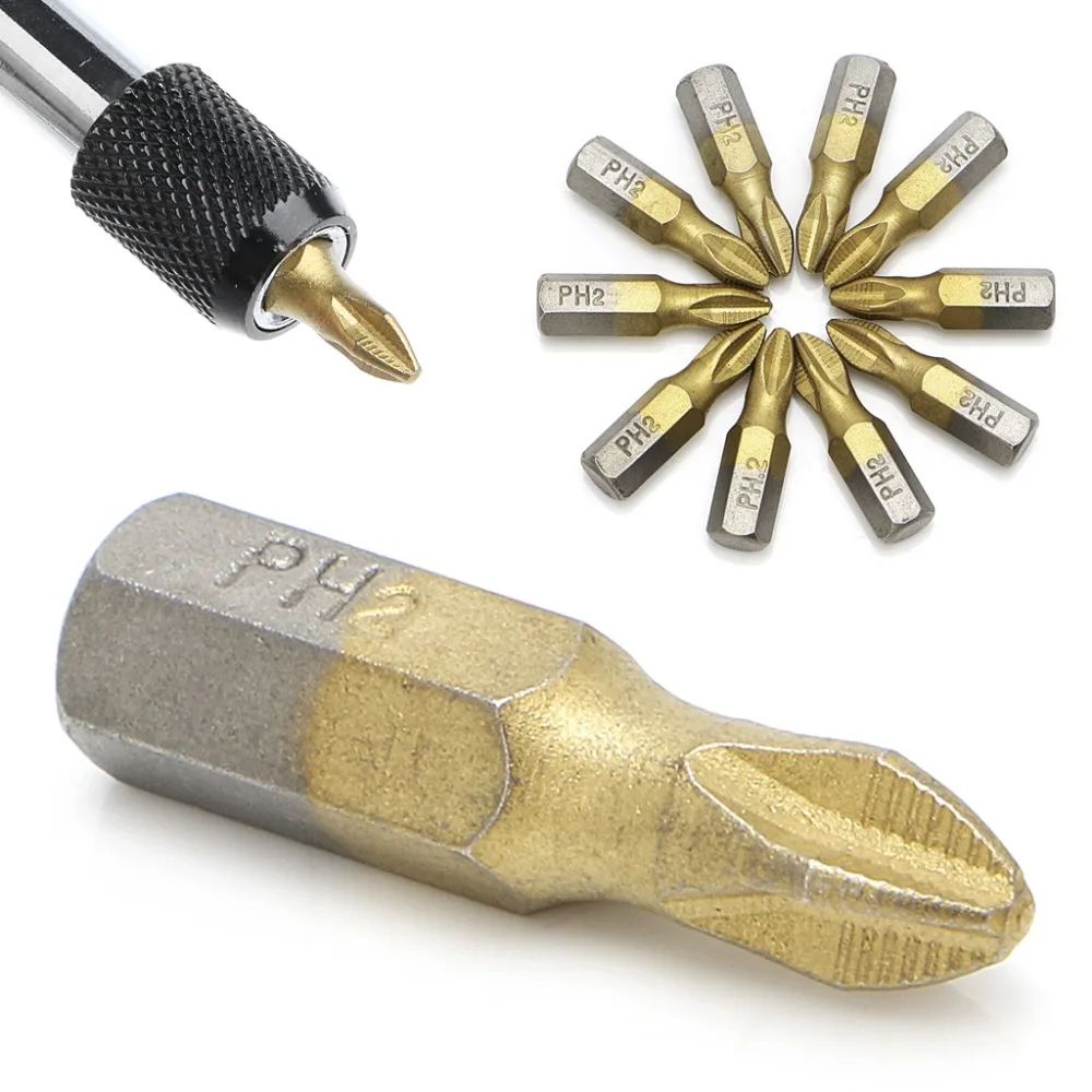 10 Pcs 1/4" Titanium Coated Anti Slip Hex Shank PH2 Screwdriver Bit 25mm Hand Tools
10 Pcs 1/4" Titanium Coated Anti Slip Hex Shank PH2 Screwdriver Bit 25mm Hand Tools