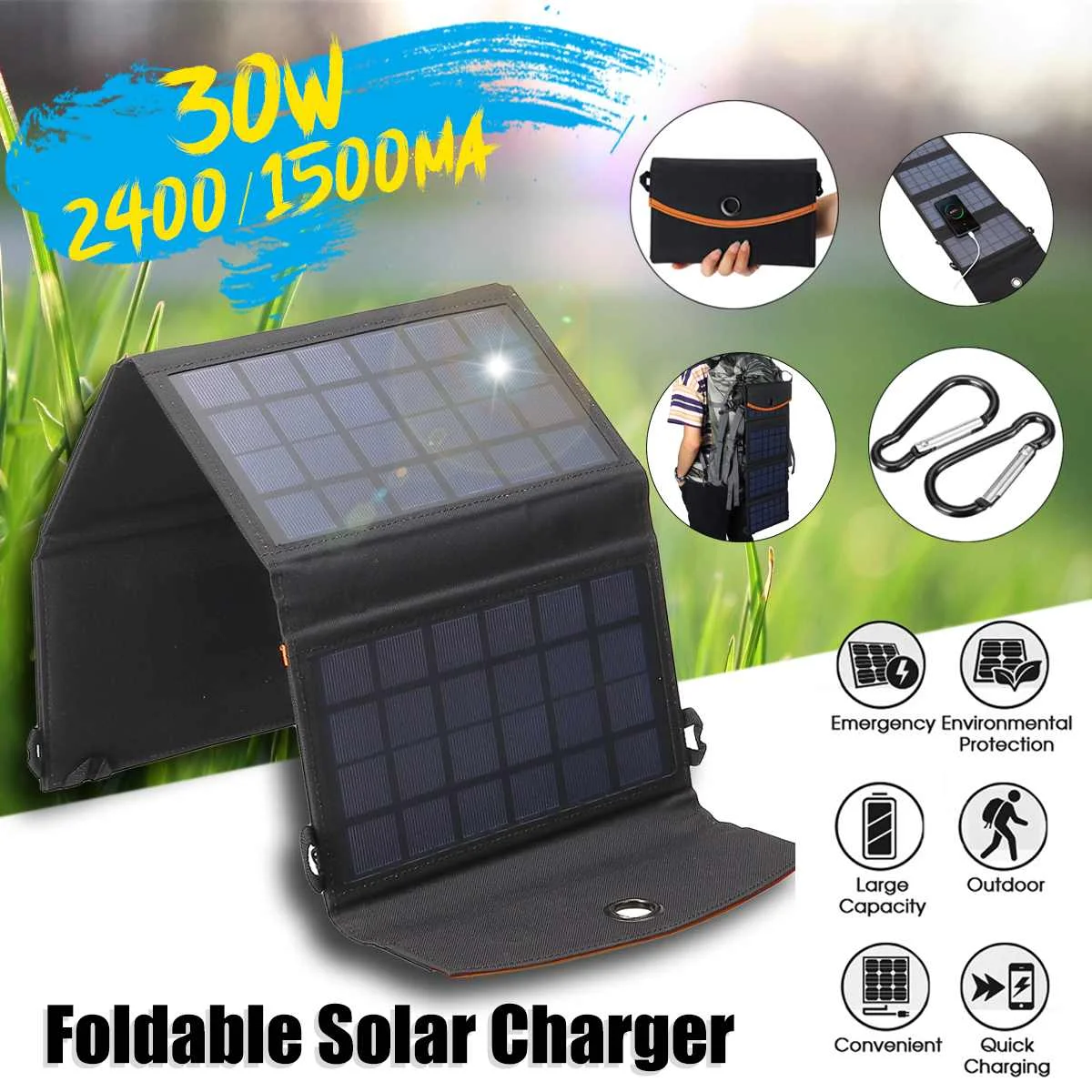 LEORY 30W 5V Foldable Solar Panel Charger Solar Power Bank Solar Cells Dual USB for Outdoor
LEORY 30W 5V Foldable Solar Panel Charger Solar Power Bank Solar Cells Dual USB for Outdoor