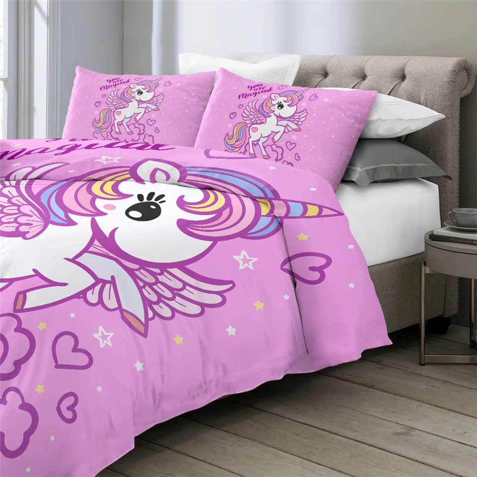 Unicorn Pink Kids Duvet Cover Bedding Set Unicorn Pink Kids Duvet Cover Bedding Set