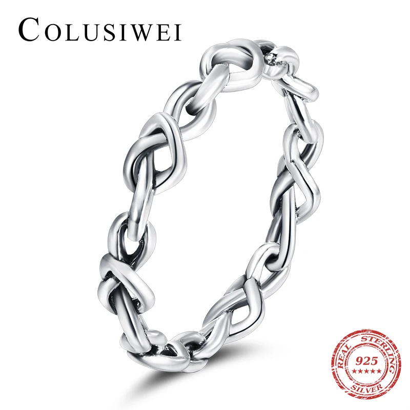 Colusiwei из чистого стерлингового серебра 925 Твист сердце перстни простой модный