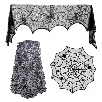Besegad 3PCS Halloween Black Lace Spiderweb Tablecloth Fireplace Cover Table Runner Set for Home Bar Haunted Party Decorations
Besegad 3PCS Halloween Black Lace Spiderweb Tablecloth Fireplace Cover Table Runner Set for Home Bar Haunted Party Decorations