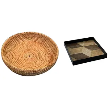 1 Pcs Handmade Autumn Rattan Weaving Round Storage Basket & 1 Pcs Wood Decoration Tray Nordic Wind Wood Pastry Tray
1 Pcs Handmade Autumn Rattan Weaving Round Storage Basket & 1 Pcs Wood Decoration Tray Nordic Wind Wood Pastry Tray