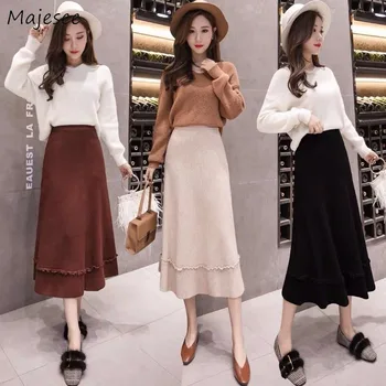 Knitting Skirts Women High Waist Elegant Solid Ruffled Pleated A-line All-match Daily Casual Ladies Korean Fashion Vintage New
Knitting Skirts Women High Waist Elegant Solid Ruffled Pleated A-line All-match Daily Casual Ladies Korean Fashion Vintage New