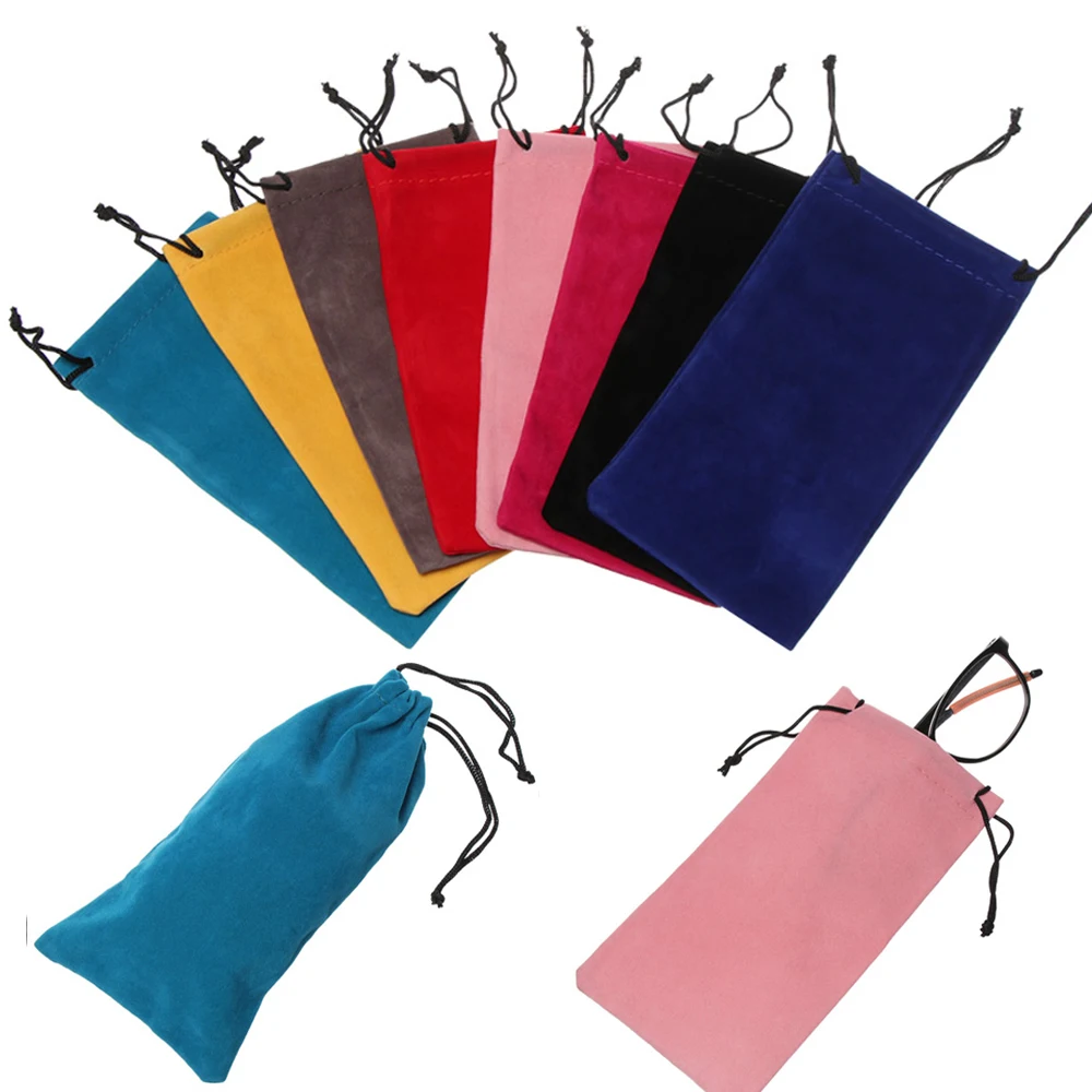 1Pc Drawstring Velvet Pouches 18x9cm Jewelry Packaging Display Bags Soft Eyeglasses Pocket Spectacles Cloth Bag Eyewear Case | Украшения и