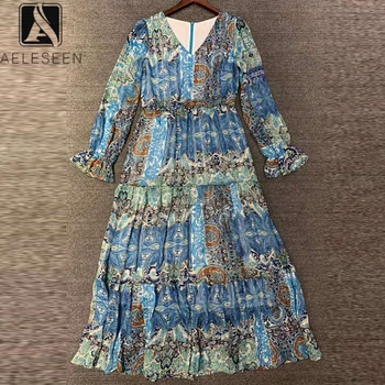 AELESEEN Runway Fashion Women Dress 2020 High Quality Elegant Long Sleeve V-Neck Flower Print Ruffles Midi Party Holiday Dress
AELESEEN Runway Fashion Women Dress 2020 High Quality Elegant Long Sleeve V-Neck Flower Print Ruffles Midi Party Holiday Dress