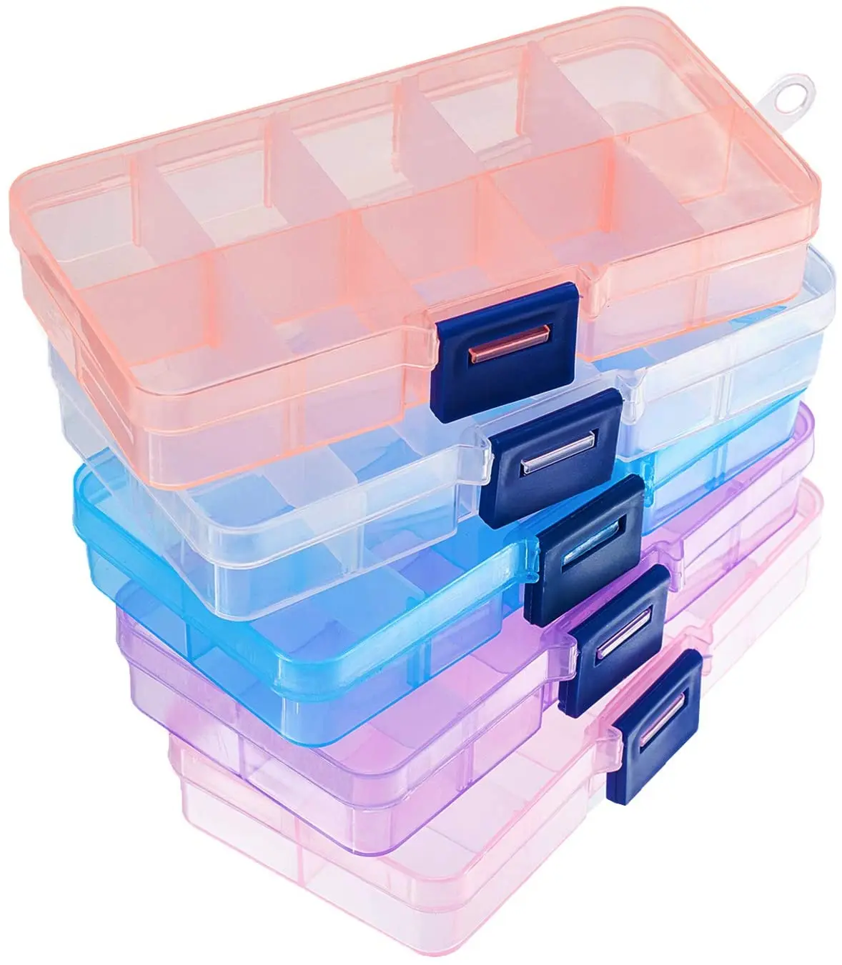 

10 Grids Rectangle Plastic Bead Storage Box Adjustable Transparent Dividers Box For Jewelry Beads Pills Nail Art Tips Storage