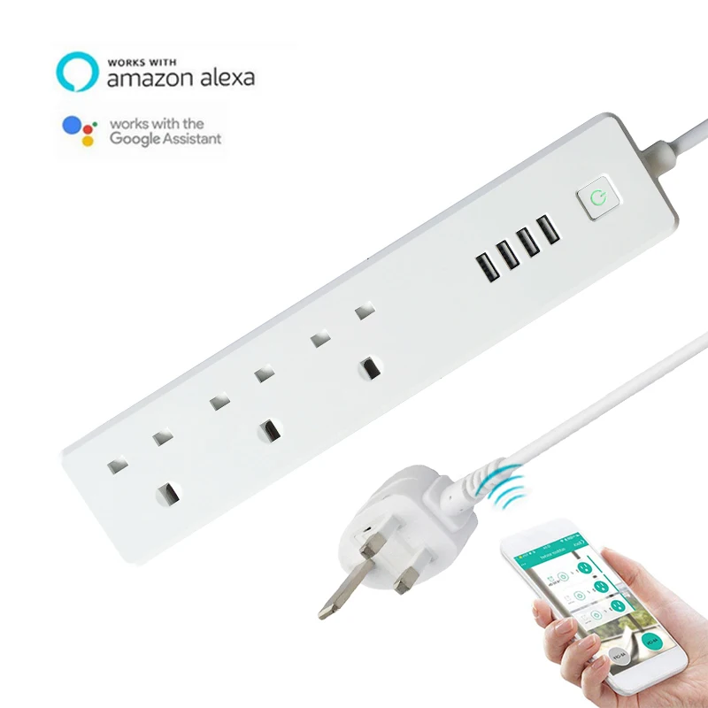 Wireless Remote Smart Power Strip Surge Protector,4 UK Outlets Plug 4 USB Charging Port,Work with Alexa & Google Home
Wireless Remote Smart Power Strip Surge Protector,4 UK Outlets Plug 4 USB Charging Port,Work with Alexa & Google Home