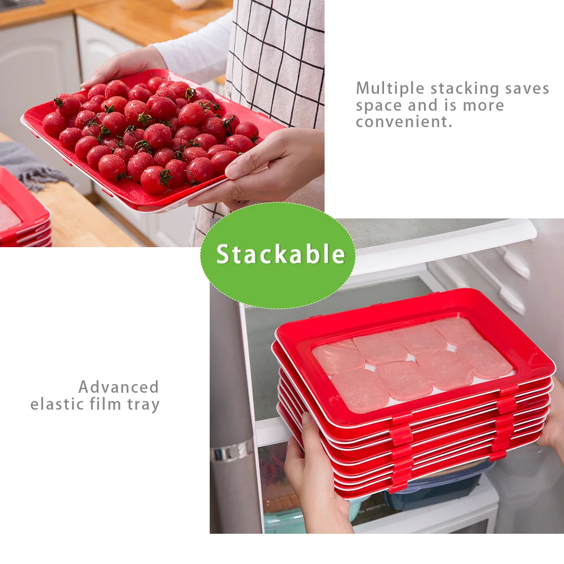 Creative Food Preservation Tray Reusable Food Storage Container Stackable Food Fresh Tray Magic Elastic Fresh Tray
Creative Food Preservation Tray Reusable Food Storage Container Stackable Food Fresh Tray Magic Elastic Fresh Tray