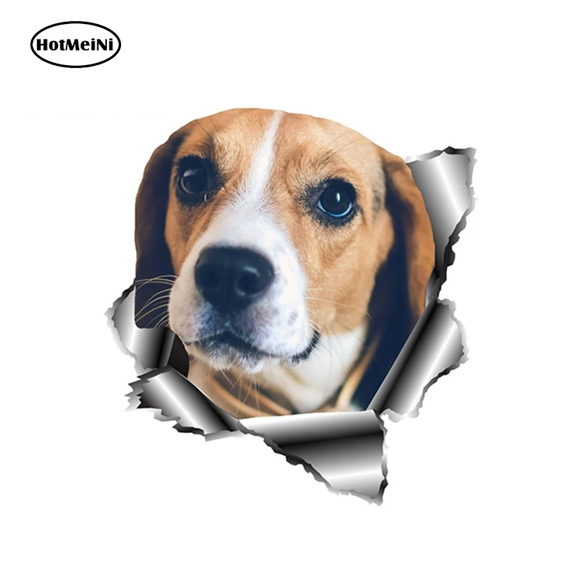 HotMeiNi 13 см x 12 1 3D Beagle Автомобильная наклейка рваная металлическая с собакой