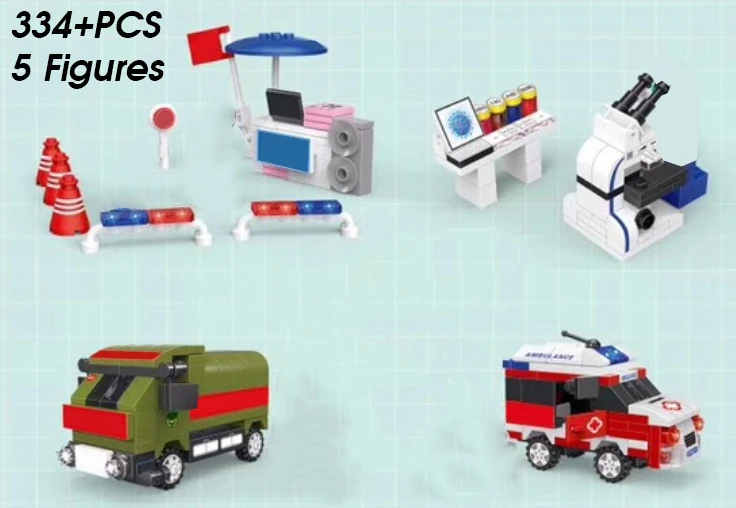Constructor Model Fighting The Outbreak Ambulance Nurse Doctor Transport Laboratory Checkpoint Car Building Block Toys 93217 | Игрушки и