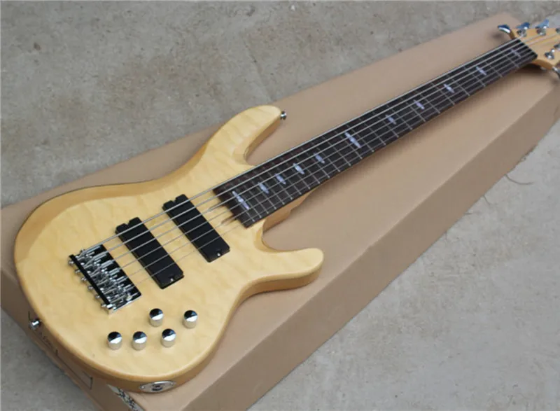 6-String Bass Guitar with Natural wood Color Quilted Veneer,Active Circuit,Maple Neck,24 Frets and can be Customized
6-String Bass Guitar with Natural wood Color Quilted Veneer,Active Circuit,Maple Neck,24 Frets and can be Customized