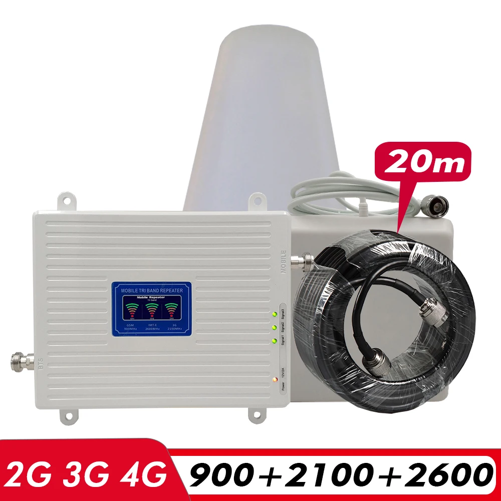 Трехдиапазонный усилитель сигнала 2G 3G 4G GSM 900 + WCDMA 2100 (полоса 1)+ FDD LTE 2600 7)