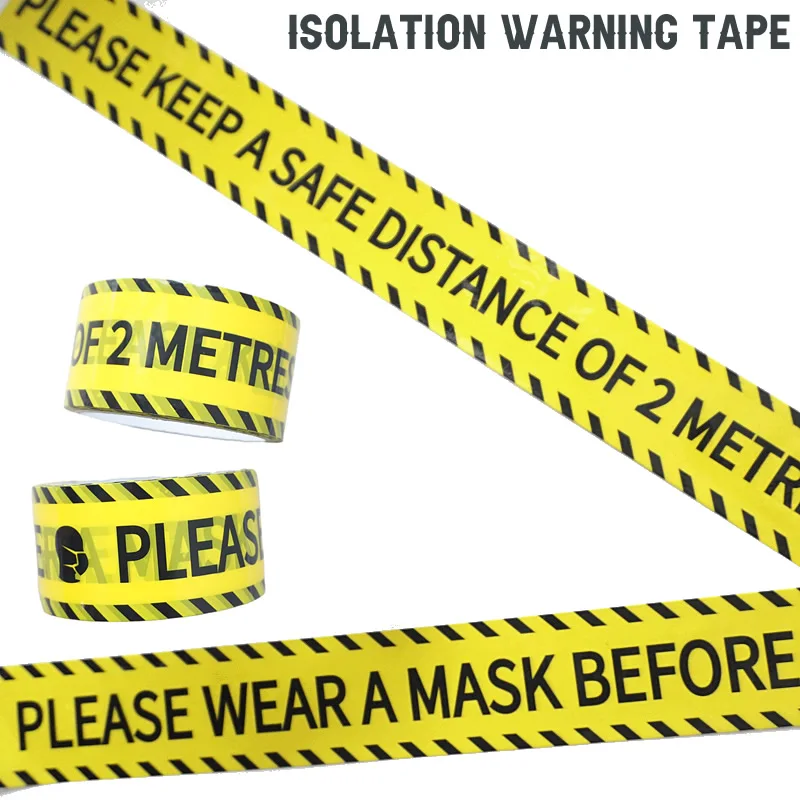 

1/Roll 48mm*25m Opp Warning Tapes Caution Isolation Keep Distance Adhesive Tapes DIY Sticker For Mall Store Factory School