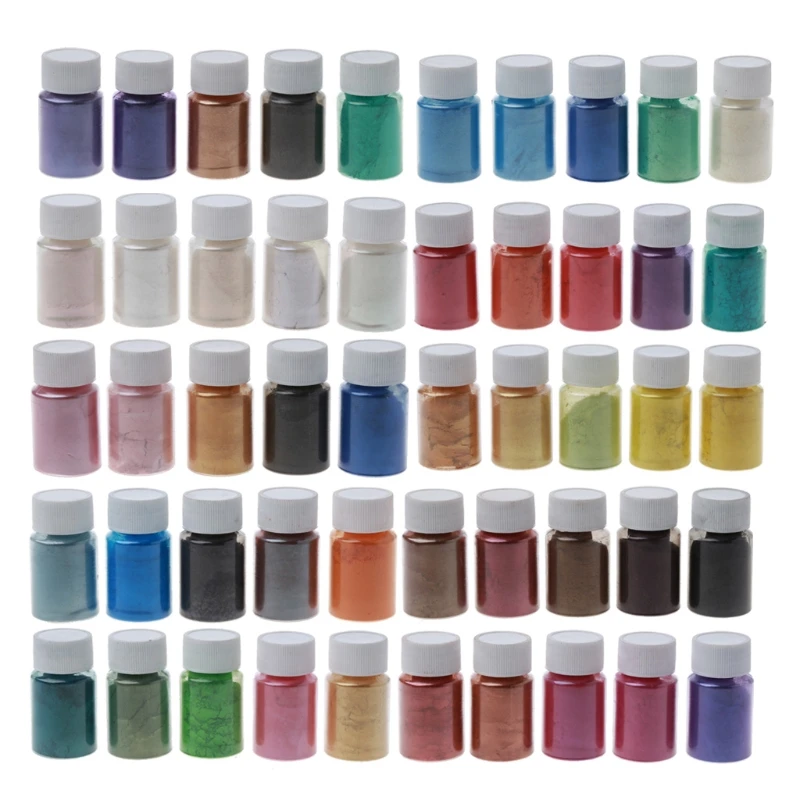 

50 Colors Pigments Brilliant Mica Powder Kit Epoxy Resin Colorant Makeup Bath Bomb Soap Candle Making Powder Pigment Kit