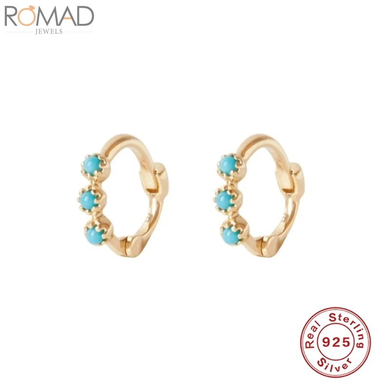 

ROMAD 925 Sterling Silver Hoop Earrings For Women Opal Zircon Earring Hoops Luxury Mini Earings Ear S925 Jewelry Pendientes