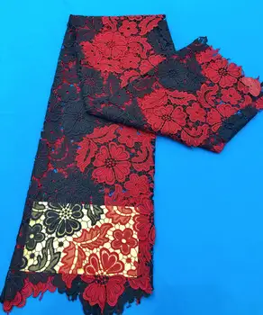 2020 High quality African guipure milk-silk lace fabric, 5 yards red black floral design water-soluble lace for sewing 
2020 High quality African guipure milk-silk lace fabric, 5 yards red black floral design water-soluble lace for sewing