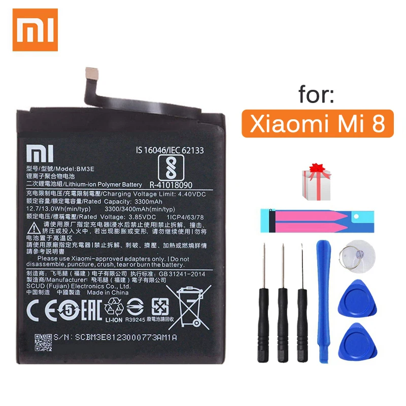 Xiao Mi Original Phone Battery BM3E for Xiaomi Mi8 M8 Mi 8 Real 3400mAh High Quality Replacement Battery Free Tools
Xiao Mi Original Phone Battery BM3E for Xiaomi Mi8 M8 Mi 8 Real 3400mAh High Quality Replacement Battery Free Tools
