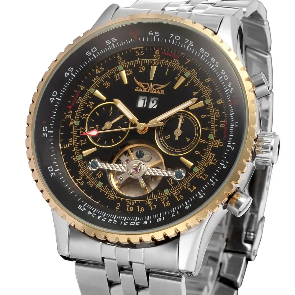 Jaragar 2017 Flying Series Golden Bezel Scale Dial Design Stainless Steel Mens Watch Top Brand Luxury Automatic Mechanical Watch
Jaragar 2017 Flying Series Golden Bezel Scale Dial Design Stainless Steel Mens Watch Top Brand Luxury Automatic Mechanical Watch