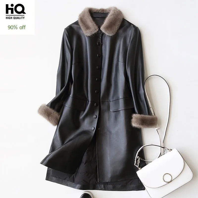 High Quality Winter Women Down Padded Long Jacket Office Ladies Slim Fit Overcoat Real Mink Fur Collar Genuine Leather Jacket
High Quality Winter Women Down Padded Long Jacket Office Ladies Slim Fit Overcoat Real Mink Fur Collar Genuine Leather Jacket