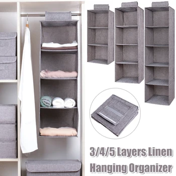 

3/4/5 Layers Home Wardrobe Hanging Clothes Holder Closet Organizer Storage Fabric Bag Clothes Classification Hanging Bag D30