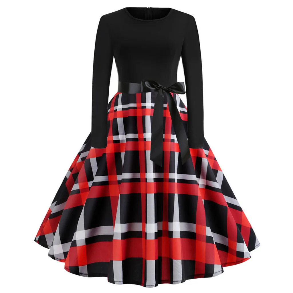 Red Plaid Dress Women Winter Rockabilly Vintage Dress Long Sleeve O Neck Sashes Window Pane Plaid A Line Evening Party Dresses
Red Plaid Dress Women Winter Rockabilly Vintage Dress Long Sleeve O Neck Sashes Window Pane Plaid A Line Evening Party Dresses