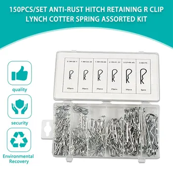 150PCS/SET Anti-Rust Hair Pin Hitch Retaining R Clip Lynch Cotter Spring Assorted Kit Split Cotter Pins Kit Set Fastener Pins
150PCS/SET Anti-Rust Hair Pin Hitch Retaining R Clip Lynch Cotter Spring Assorted Kit Split Cotter Pins Kit Set Fastener Pins
