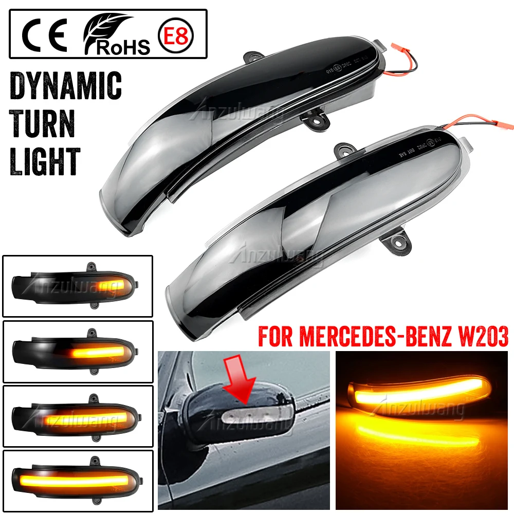 

For Mercedes Benz C Class W203 S203 CL203 2001 - 2007 LED Dynamic Turn Signal Light Side Mirror Blinker Sequential Lamp