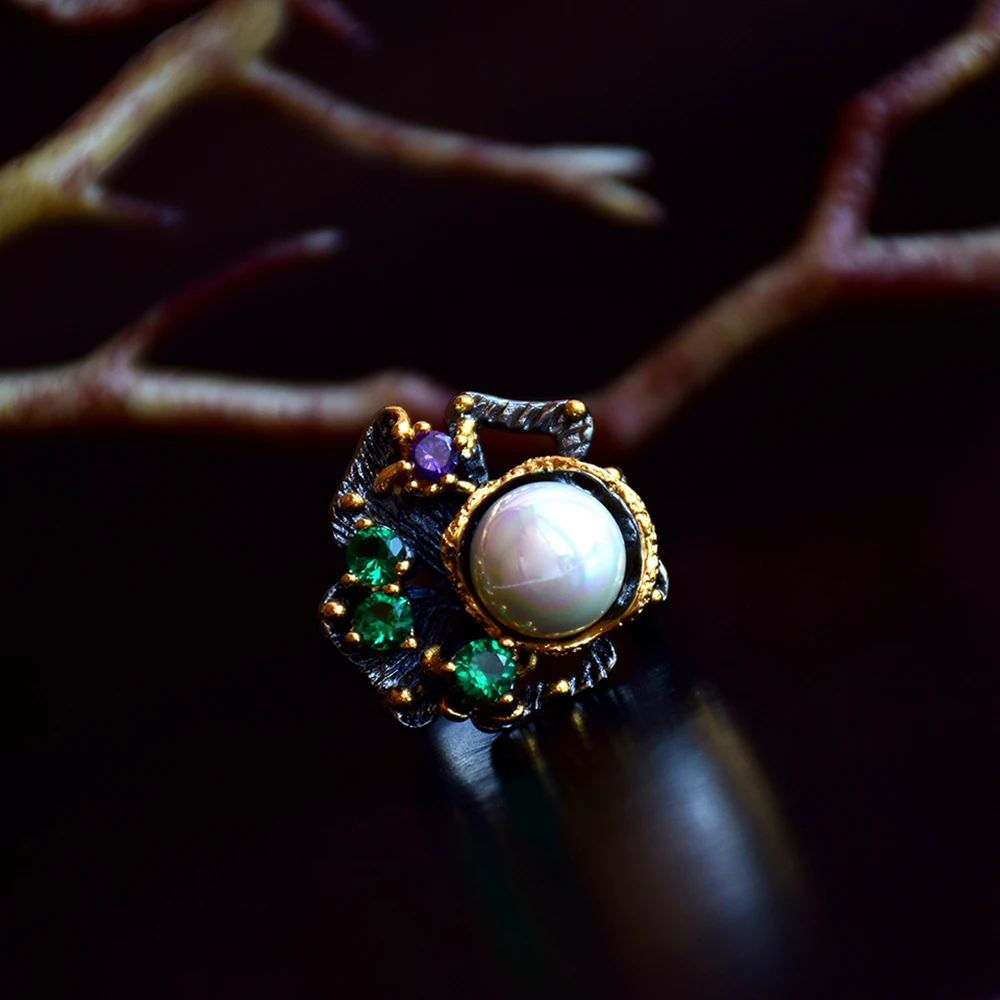 Pearl ring color stone (2)