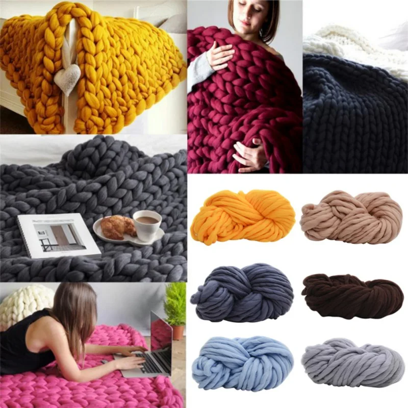 Super Bulky Arm Knitting Wool Roving Knitted Blanket Chunky Cheap Yarn Thick For Carpet/Knitting/Crochet/Hat | Дом и сад