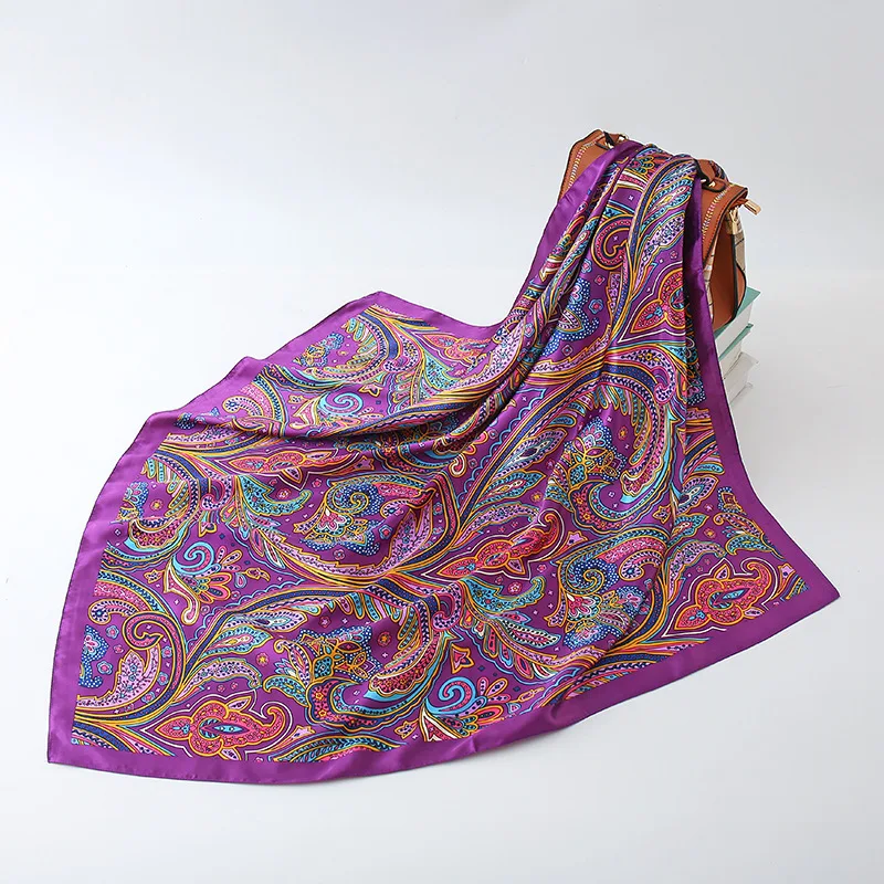 Модные шали и накидки с принтом пейсли женский шарф для волос Шелковый сатиновый
