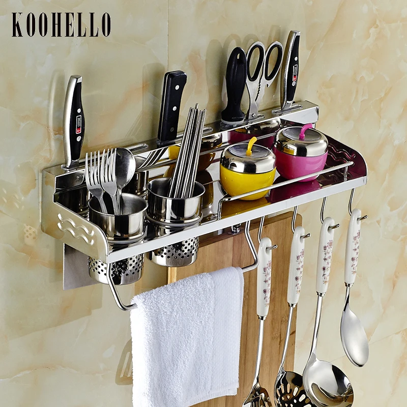 Kitchen Rack Wall-Mount Seasoning Rack Cookware Storage Knife Holder kitchen Utensils 304 Stainless Steel Organizer Rack Hook 
Kitchen Rack Wall-Mount Seasoning Rack Cookware Storage Knife Holder kitchen Utensils 304 Stainless Steel Organizer Rack Hook