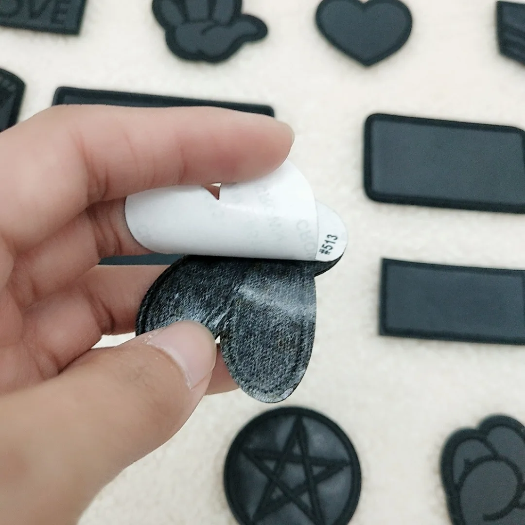 Description Picture 5 of itemSelf Adhesive Black PU Leather Embroidery Patches Heart Love Letter Round Sofa Down Jackets Repair Iron on Patch Stripe Sticker