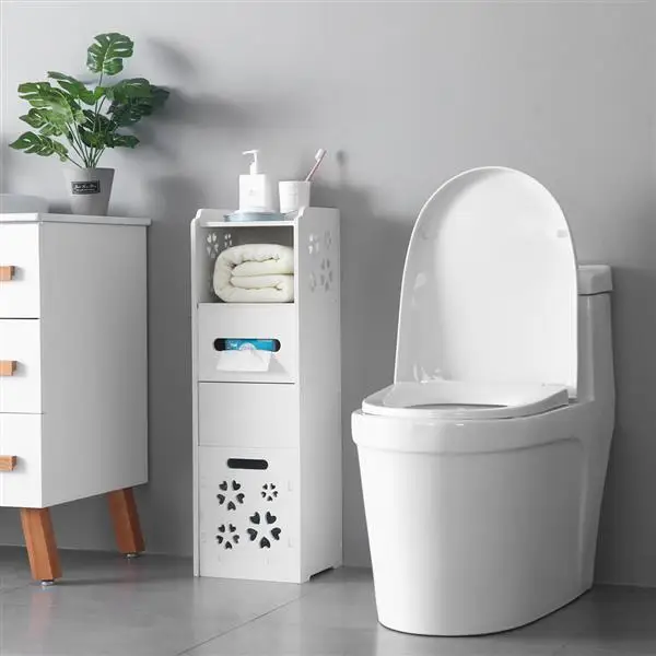 3-tier Bathroom Storage Cabinet Shelf with Garbage Multiple Function PVC Can 25*25*80CM White
3-tier Bathroom Storage Cabinet Shelf with Garbage Multiple Function PVC Can 25*25*80CM White