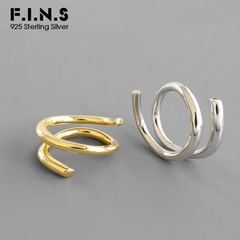 

F.I.N.S Korean S925 Sterling Silver Ring INS Layered Glossy Female Opening Ring Gold Silver Simple Lines Finger Rings for Women