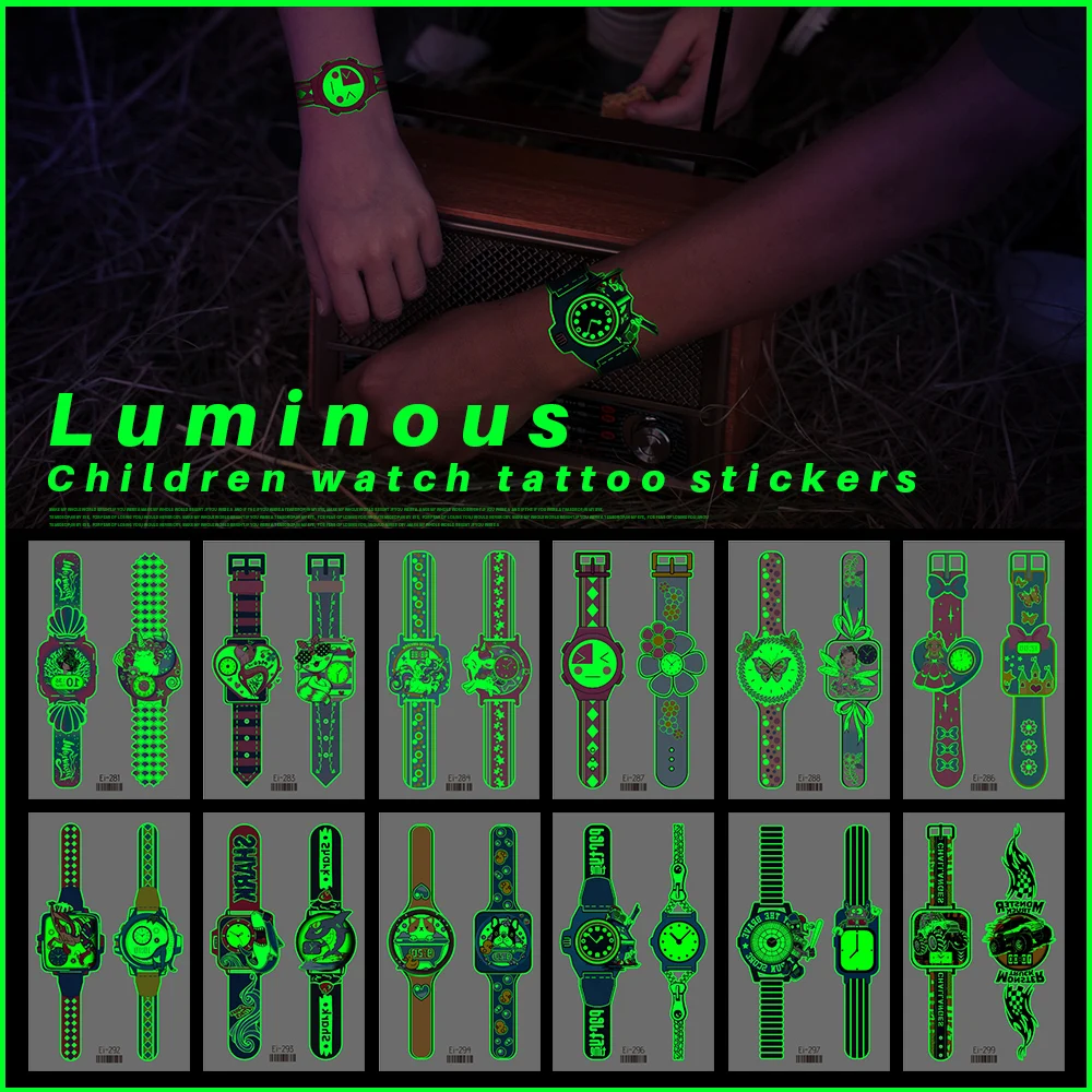 Luminous Kids Tattoos Sticker Waterproof Children's Watch Tattoo For Child Boys And Girls Flash Fluorescent Unicorn Fake Tattos
Luminous Kids Tattoos Sticker Waterproof Children's Watch Tattoo For Child Boys And Girls Flash Fluorescent Unicorn Fake Tattos