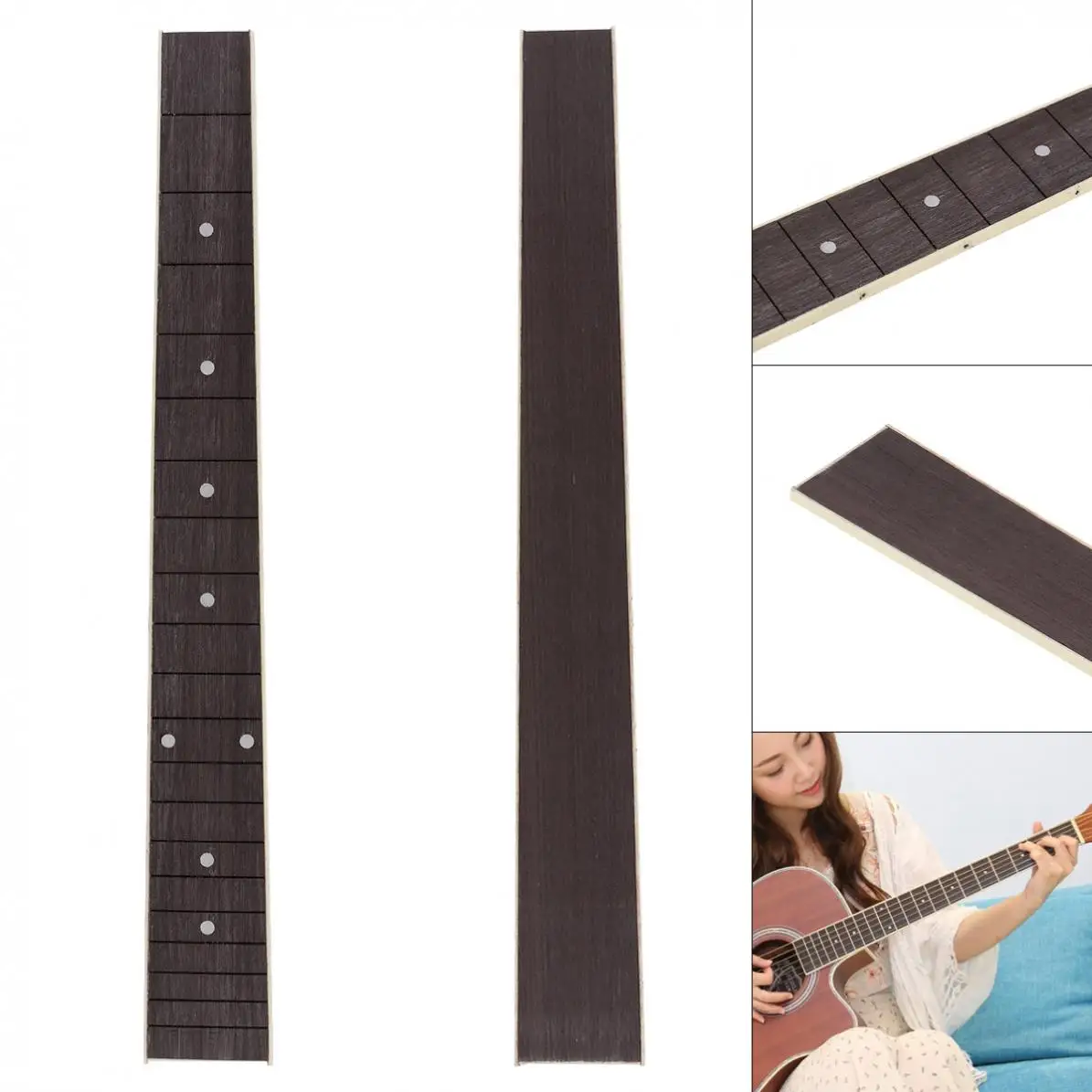 46cm 20 Fret Rosewood Acoustic Guitar Fingerboard Fretboard Inlay Shell Sound Piont with ABS Edge Guitar DIY Parts Hot
46cm 20 Fret Rosewood Acoustic Guitar Fingerboard Fretboard Inlay Shell Sound Piont with ABS Edge Guitar DIY Parts Hot