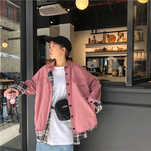 Plaid Solid Patchwork Turn Down Collar Button Line Casual Loose 2019 New Arrival Long Sleeve Basic Loose Hot Sale Thin Jacket
Plaid Solid Patchwork Turn Down Collar Button Line Casual Loose 2019 New Arrival Long Sleeve Basic Loose Hot Sale Thin Jacket