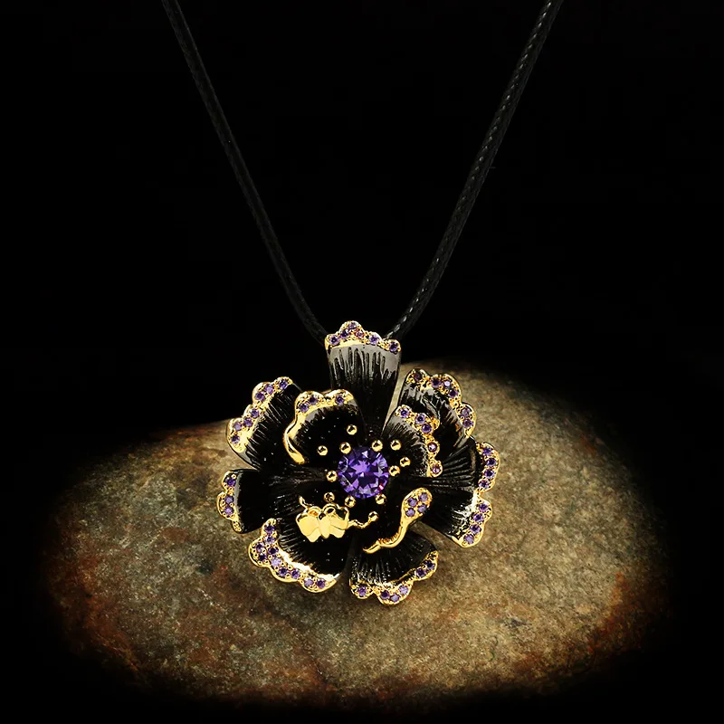 Фото CHARLINLIOL Преувеличенные Подвески большой цветок педант ожерелье для женщин
