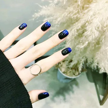 24pcs/box with 2g glue False Nail Tips Black Blue Gradient Color Design Fake Nails short Size Full cover Nail Tips Lady Manicure
24pcs/box with 2g glue False Nail Tips Black Blue Gradient Color Design Fake Nails short Size Full cover Nail Tips Lady Manicure