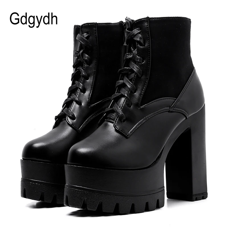 Gdgydh Top Quality Black Leather Boots Women Free Shipping Female Autumn Shoes With Zipper Platform Heel Lacing Wholesale
Gdgydh Top Quality Black Leather Boots Women Free Shipping Female Autumn Shoes With Zipper Platform Heel Lacing Wholesale