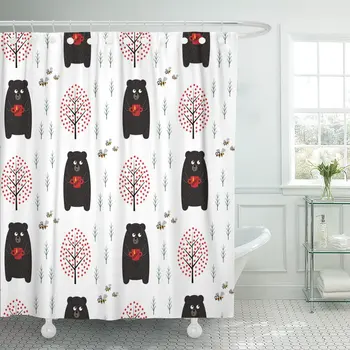 Bear Honey Bees and Trees on Simple Scandinavian Nature Waterproof Polyester Fabric Shower Curtain 72 x 78 inches Set with Hooks
Bear Honey Bees and Trees on Simple Scandinavian Nature Waterproof Polyester Fabric Shower Curtain 72 x 78 inches Set with Hooks