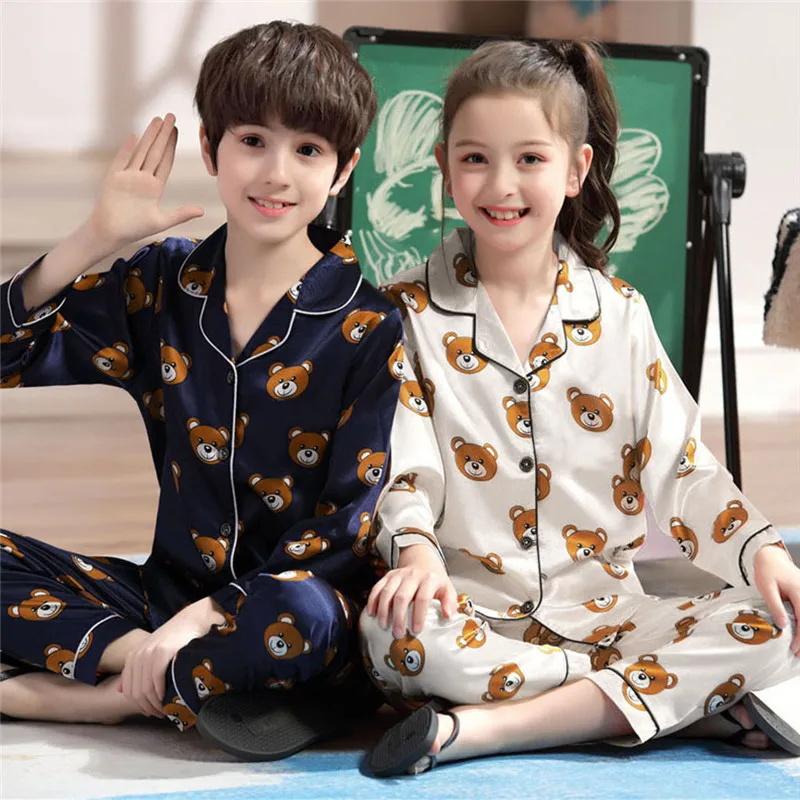 Kids Pajamas Boys Sleepwear Nightwear Baby Girls Infant Clothes Cartoon Bear Pajama Sets Children's Pyjamas | Детская одежда и