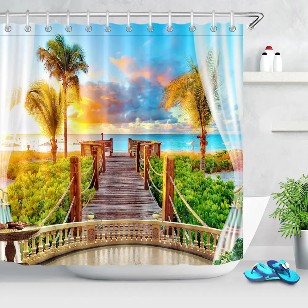 Sea Beach Scenery Pattern Shower Curtain Waterproof Fabric Palm Tree Green Plant Bath Screen Shower Polyester Bathroom Curtain
Sea Beach Scenery Pattern Shower Curtain Waterproof Fabric Palm Tree Green Plant Bath Screen Shower Polyester Bathroom Curtain