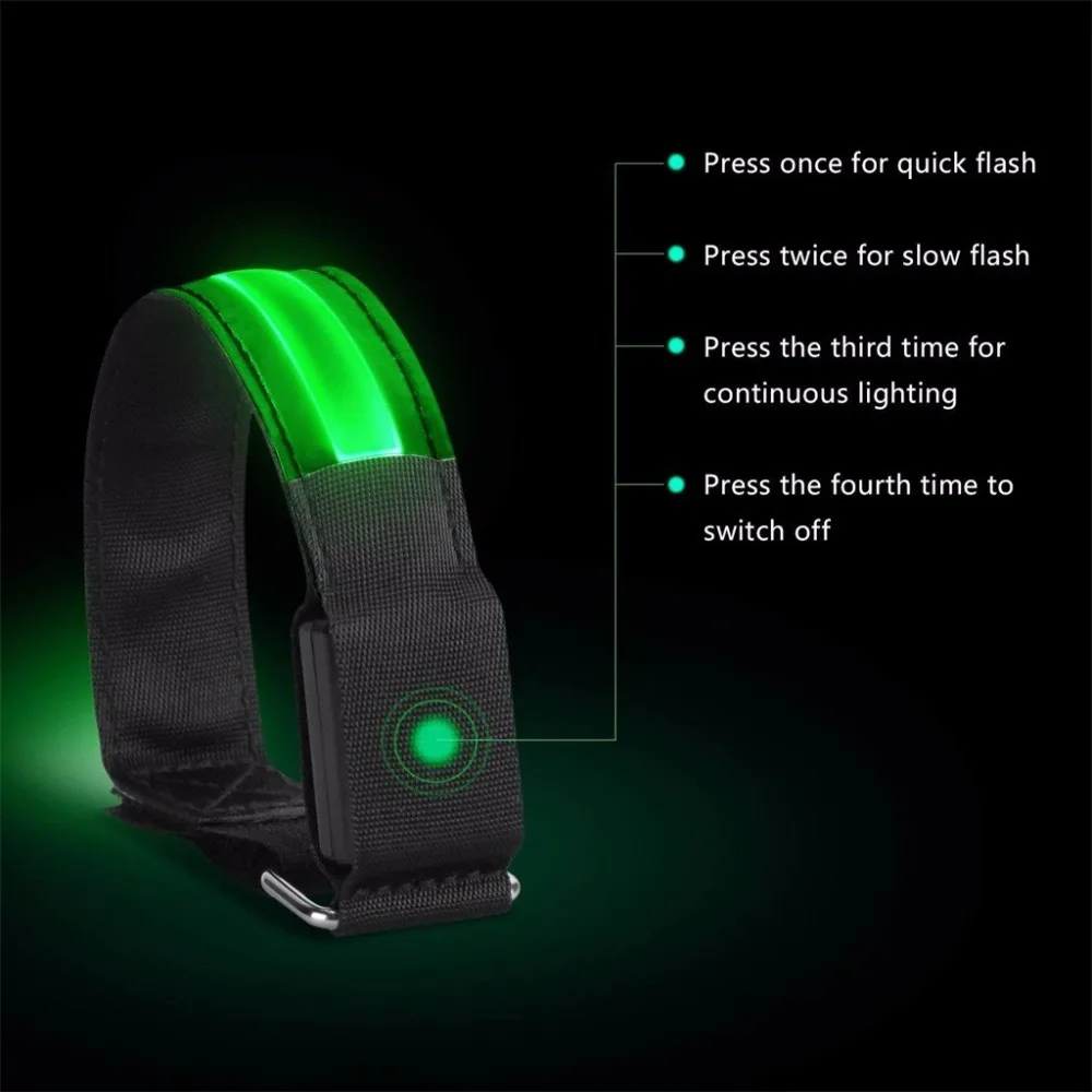 LED Armband 4-Pack Glow Bracelet Safety Light-Up Sports Wristband Ankle Reflective Strips with LED Flashing Lights for Running (14)
