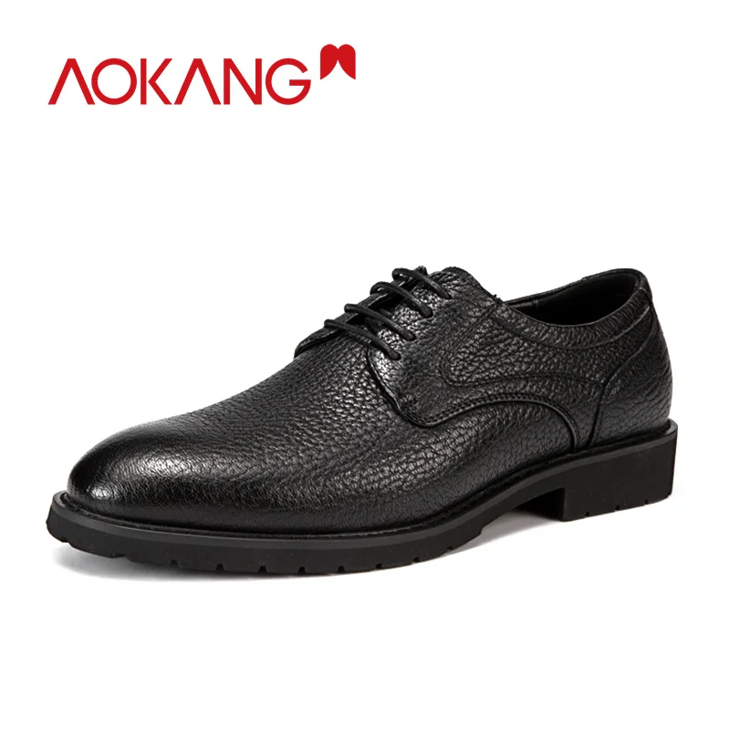 Мужские классические туфли AOKANG высококачественные из натуральной кожи дерби
