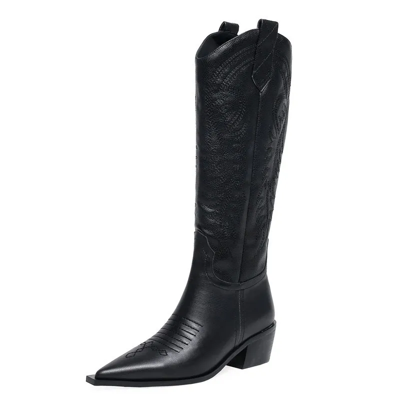 Fashion Embroider Leather Knee-High Boots Leisure Cozy Party Platform High Heels Concise Sewing Thread Martin Shoes For Women
Fashion Embroider Leather Knee-High Boots Leisure Cozy Party Platform High Heels Concise Sewing Thread Martin Shoes For Women