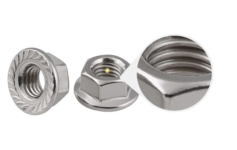 Description Picture 5 of item20/10/5/1pcs Lock Flange Nut M4 M5 M6 M8 M10 M12 316 Stainless Steel Hexagon Hex Nuts Locking Flanged Nut DIN6923